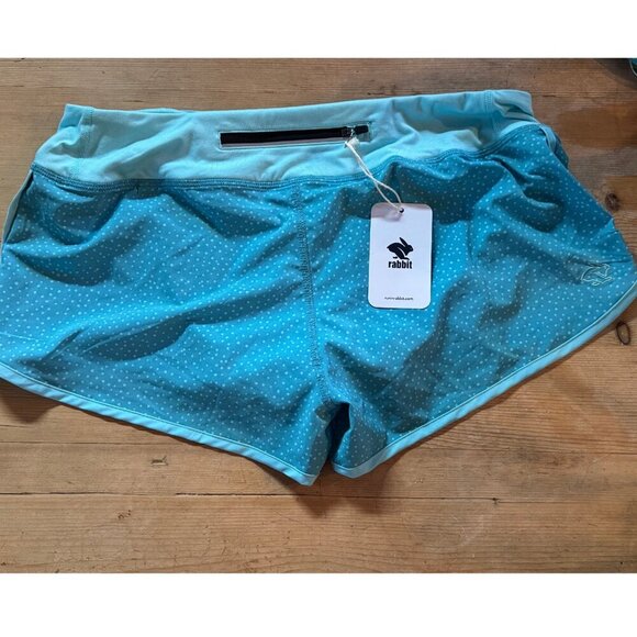 Rabbit 2.5” Running Shorts Baltic Blue Polkadot NWT Women’s L (1 of 2 NWT) - Picture 5 of 6